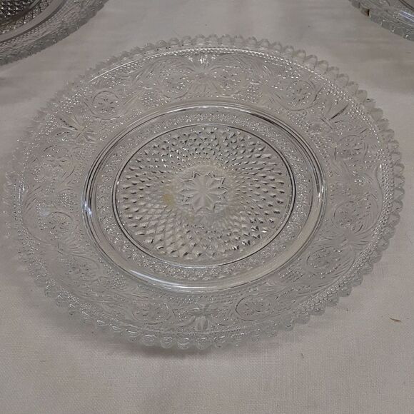 3 pc set vintage KIG Malaysia Fleur De Lis pattern 5 3/4" D. dish - Picture 4 of 8